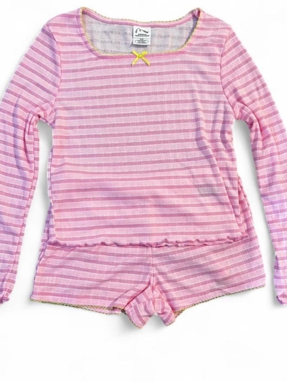 Girls Pink Striped Two-Piece Pajama Set